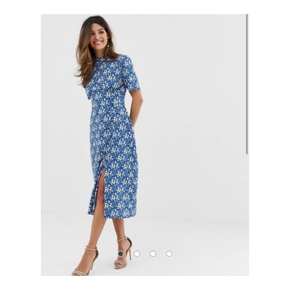 ASOS Blue Floral Midi Dress